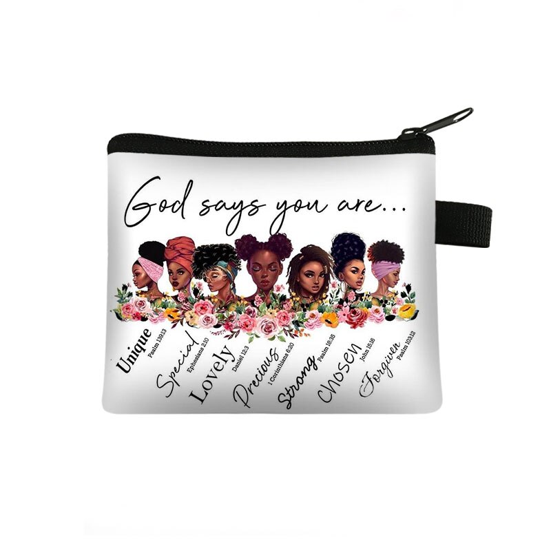 African Black Girl Black Coin Purse Girl Casual Shopping Portable Lipstick Bag Afro Woman Purse Kids Wallet: lqbheinvzuhe3