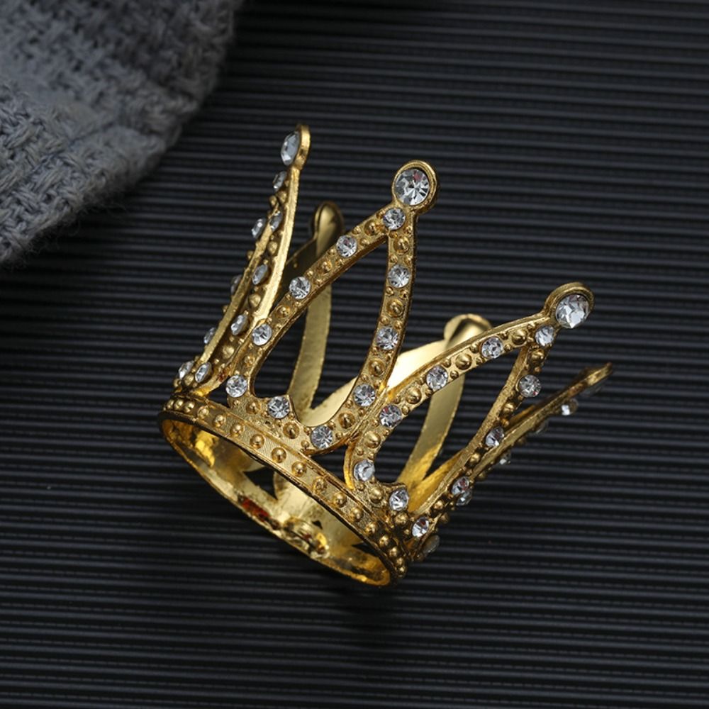 Party Supplies Metal Mini Crown Cake Topper Romantic Heart Crystal Rhinestone Tiara Cute DIY Cake Decoration Wedding: Fluorescence Yellow