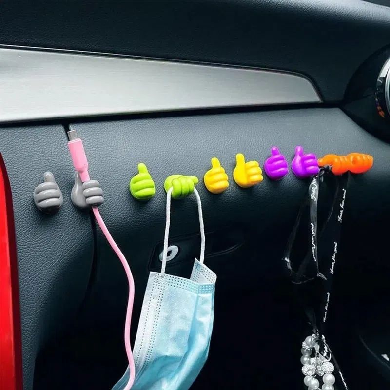 Hand-shaped Rubber Holder Glasses Cable Power Cord Charging Line Self Adhesive Mini Hook Storag Organizer Gadget Car Accessories