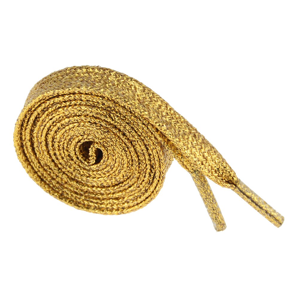 1 par färgglada man kvinnor skosnören sneakers metalliskt glitter glänsande guld skosnören silver platt sport löparsko snörning: 5 ljusguld