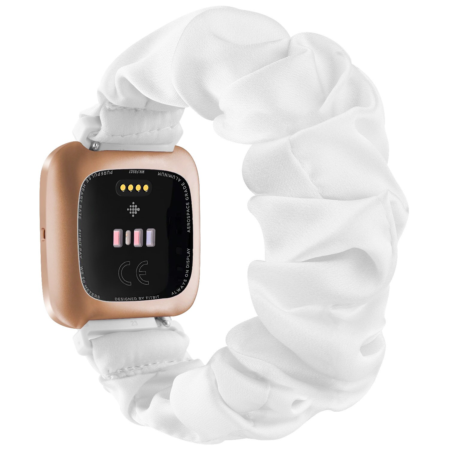 Elastic Fabric Bands For Fitbit Versa 2 Versa Strap Lite Soft Sport Strap Replacement Scrunchie Strap for Versa Versa 2 Band: White / Size L