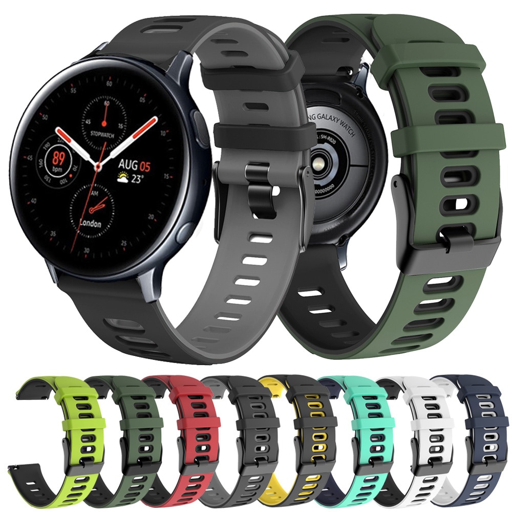 Active2 20mm correa de reloj para Samsung galaxy Watch Active 2 40mm 44mm Gear s2 Sport pulsera de repuesto de silicona