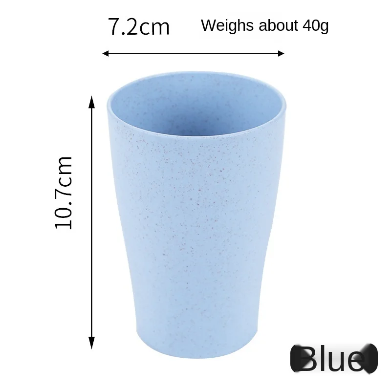 Husholdningskopp, tallerken, frokostblandingsbolle i én pakke, fruktgaffel, servise, risbolle, miljøvennlig plastbolle med hvetestrå: Klar