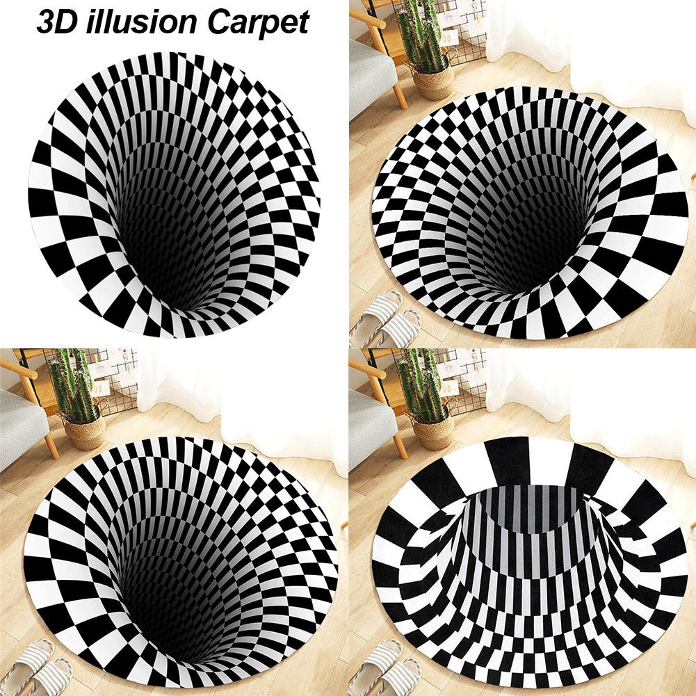3D Vortex Illusion Rug Swirl Print Optical Illusion Areas Rug Carpet Floor Pad Non-slip Doormat Mats for Home