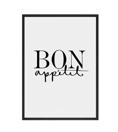 Fransk køkken kunstindretning bon appetit plakater og udskrifter minimalisme kaffe guide vægbilleder til spisestue typografi plakat: Sort / 30 x 40cm uden ramme
