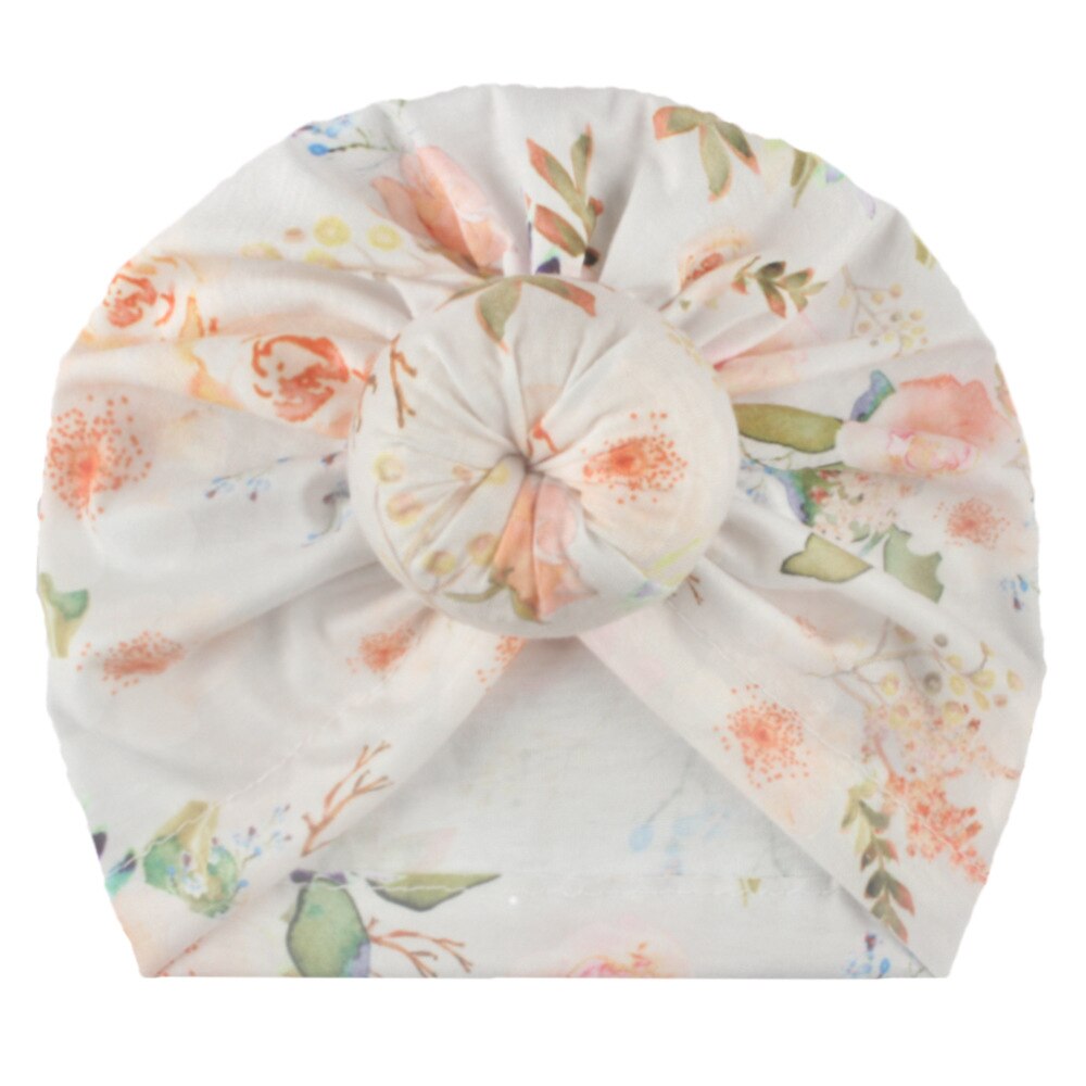 Babymössa för flickor blommig vår sommar flickhatt munk turbanhatt spädbarnsmössa 7 färger: B