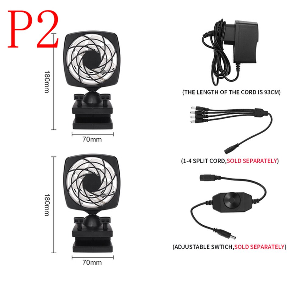 NICREW – ventilateur d'aquarium 360-110 V, contrôle automatique de la température, système de refroidissement à eau rotatif 240 degrés, silencieux, détachable: 2 Fans Set / US Plug