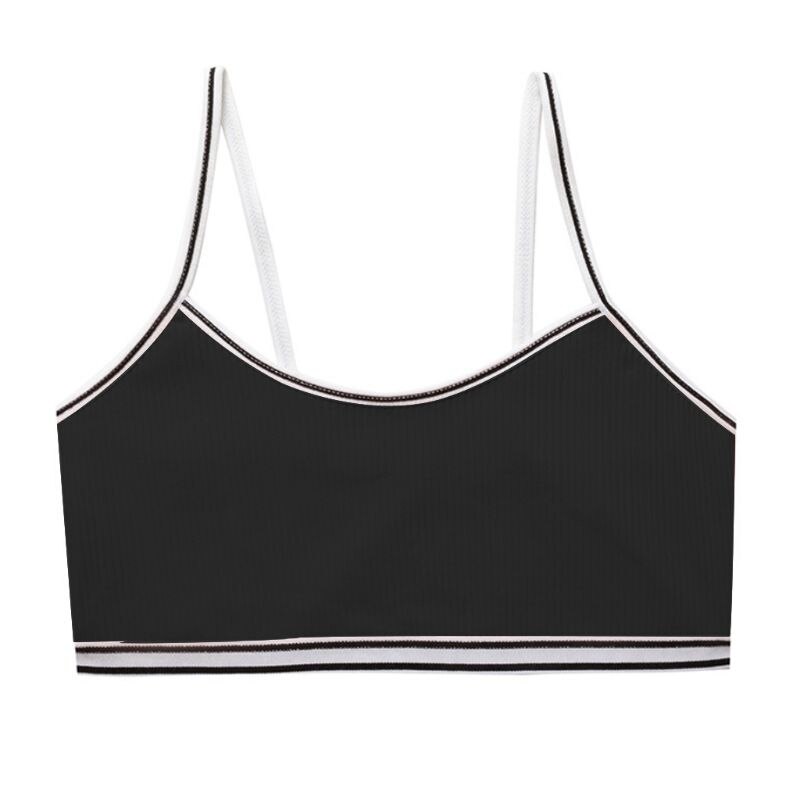 Tenåringer pubertet jente søt godteri farge sport trening bh undertøy stripet lappeteppe tråd ribbet trådløs bralette Vest 8-16t: 4
