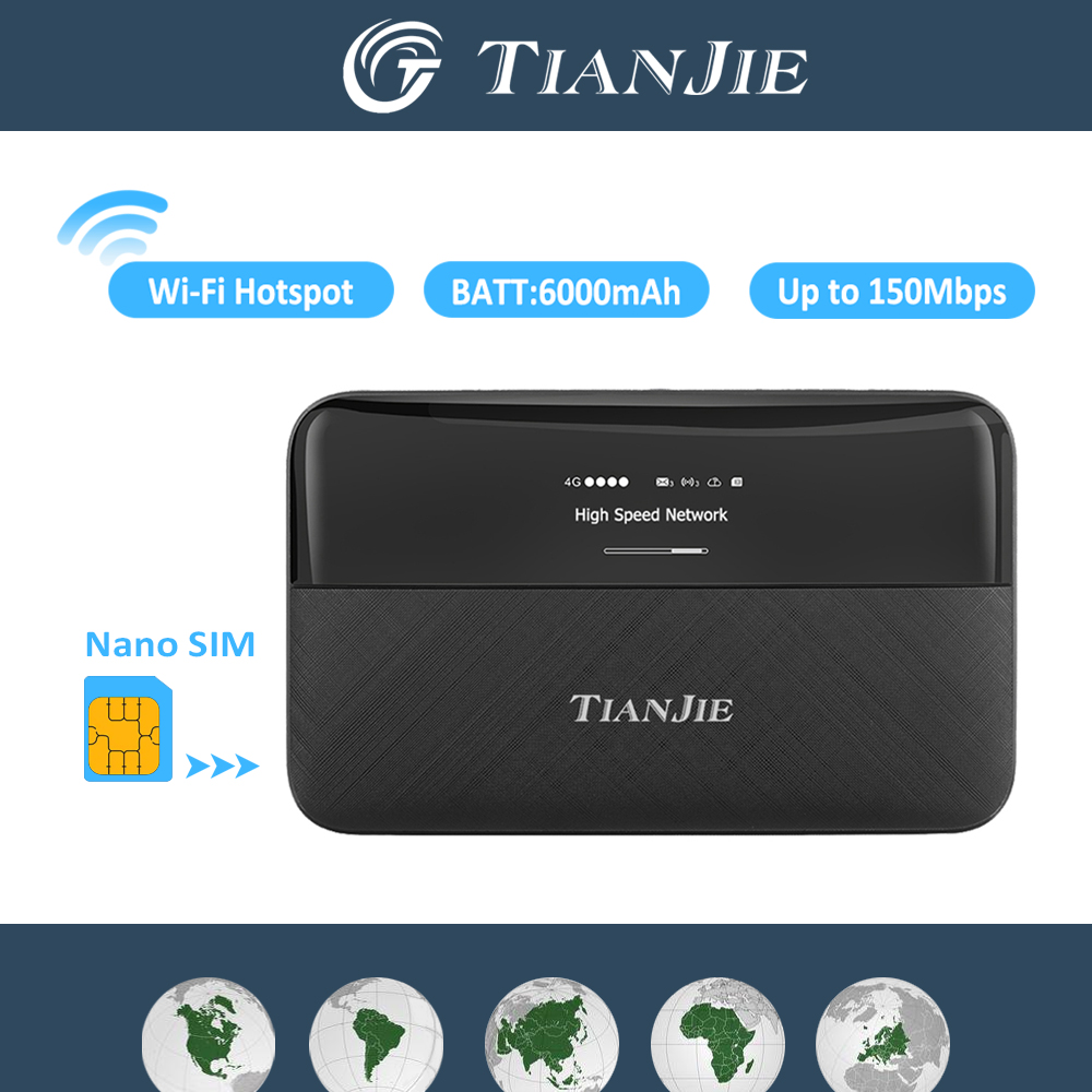 Tianjie  mf706 mifi z punktem dostępu wi-fi, kartą sim, mobilnym wi-fi ,6000 mah , 4g przenośnym routerem wi-fi o prędkości ,150 mb/s do podróży po całym świecie