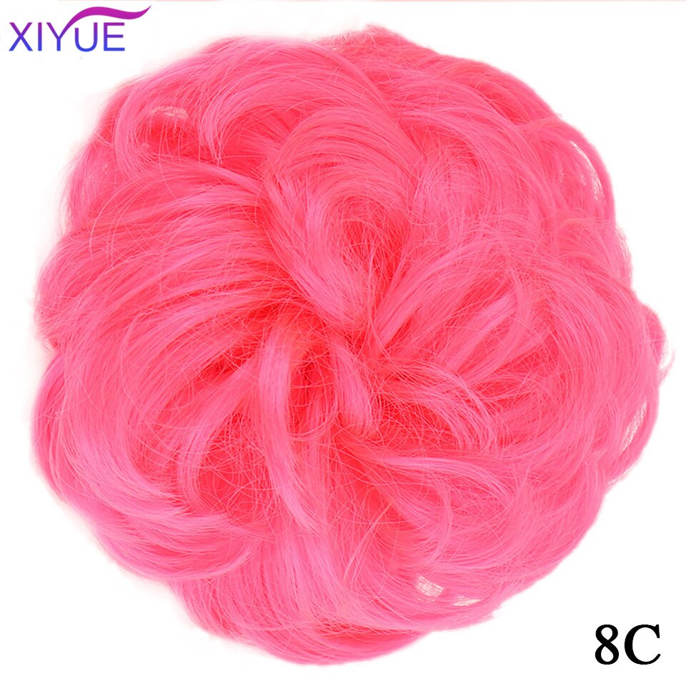 XIYUEMessy Scrunchies Donut Bun Synthetic Hair Chignon Straight Elastic Band Hair Extensions Heat Resistant Hairpieces For Women: #27