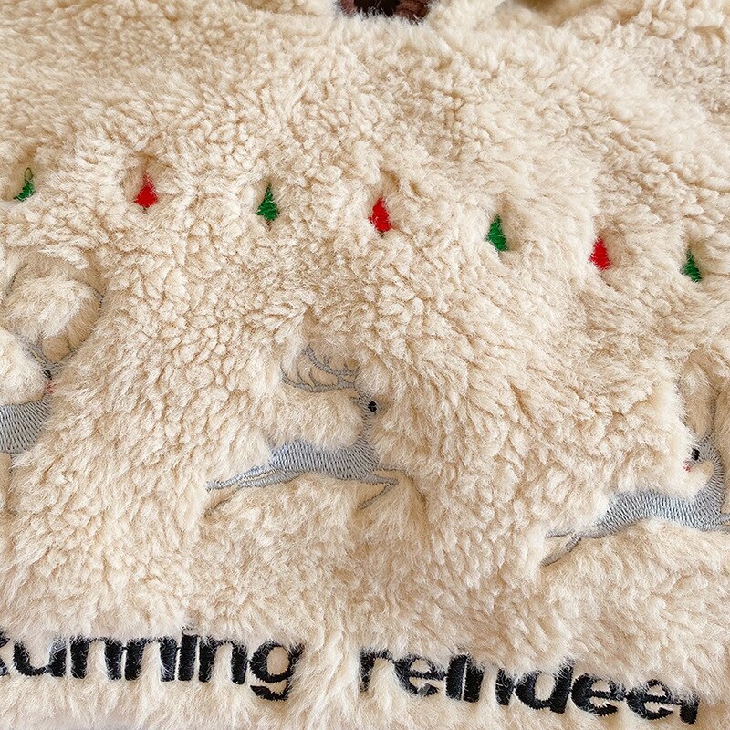 Baby Bodysuit - Plush Deer Embroidered - Long Sleeve - Double Layer Thickening Warm - Unisex