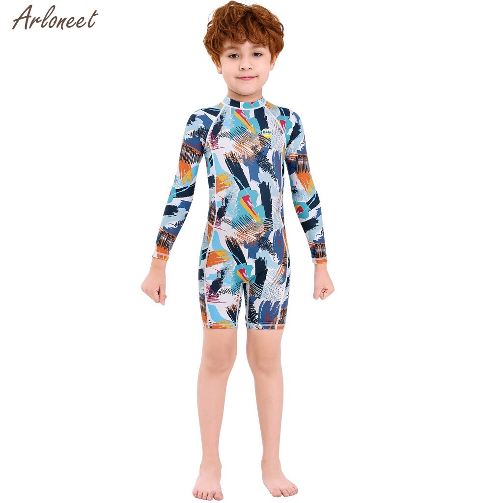 Girls Swimwear Summer Kids Baby Girls Boy One Piece Sun Protection Rash Guard UPF 50+ Swimsuit Wetsuit Beachwear: Blue / XL