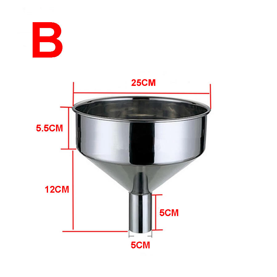 Grote Trechter Roestvrij Stalen Metalen Wijn Trechter Brandstof Trechter Grote Extra Grote Riem Vergiet Trechter 25Cm: B