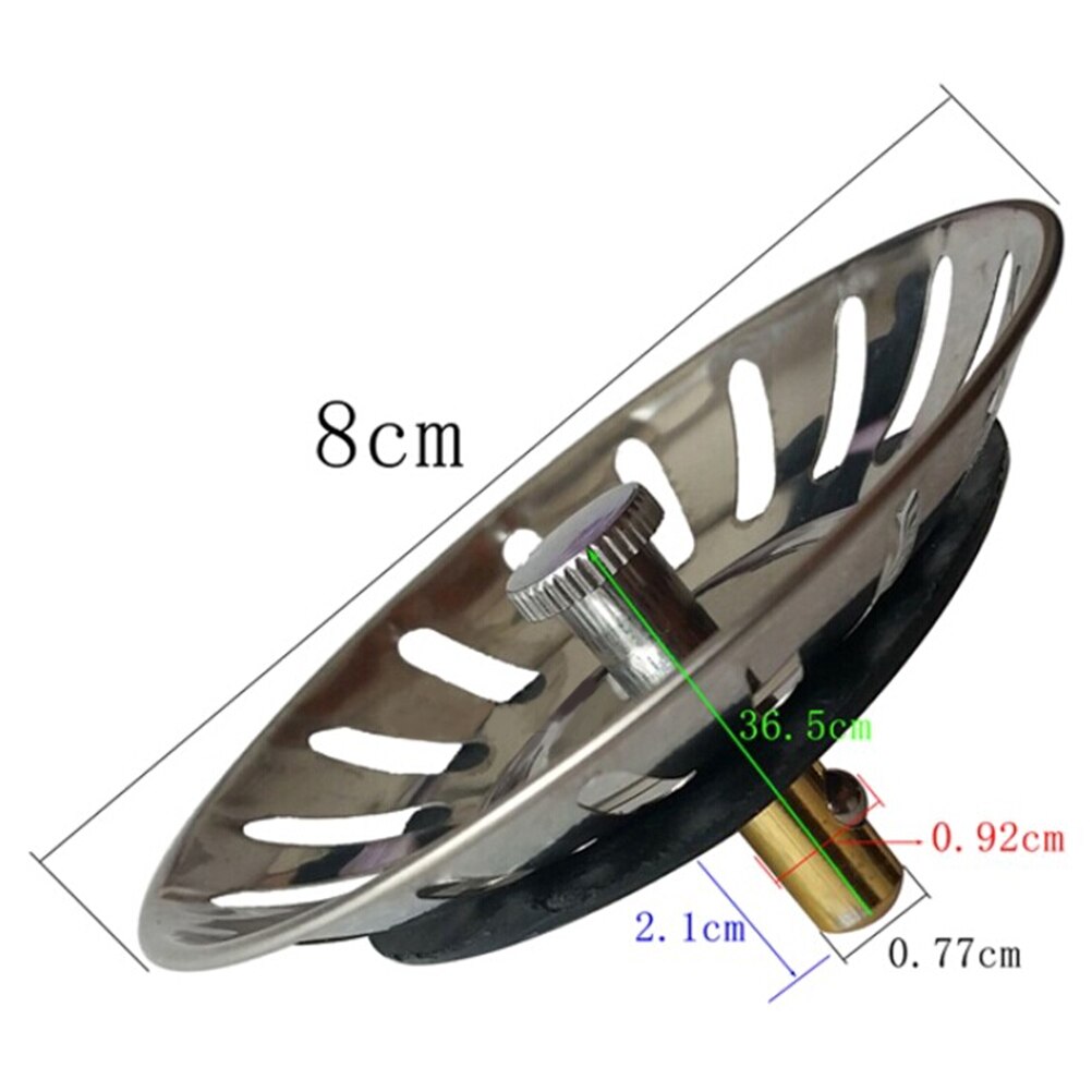 Stainless Steel Home Kitchen Sink Drain Stopper Basket Strainer Waste Plug 83mm