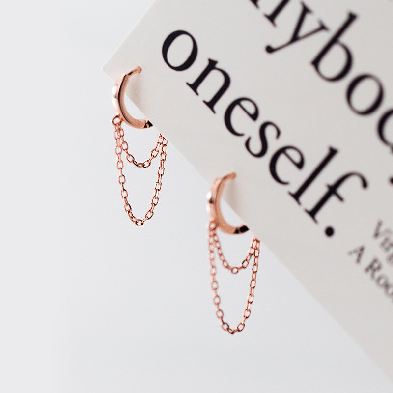 MloveAcc 100% Solid 925 Sterlling Silver Simple Rolo Chain Round Buckle Hoop Earrings for Women Girls Lady Jewelry