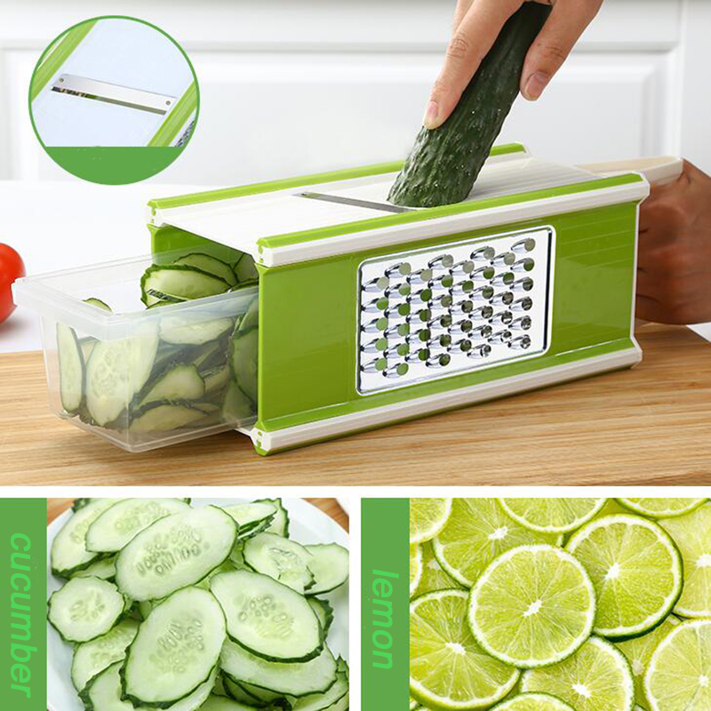 6-in-1 Grater Box Multifunction Fruit and Vegetable Cutters Shredder Slicer Peeler Cookware Set with Container Box