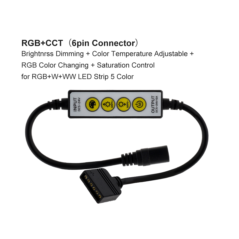 Mini 4 taster led strip controller lysdæmper switch  dc5v-12v til enkelt farve / dobbelt hvid / rgb / rgbw / rgb+cct led strip lys
