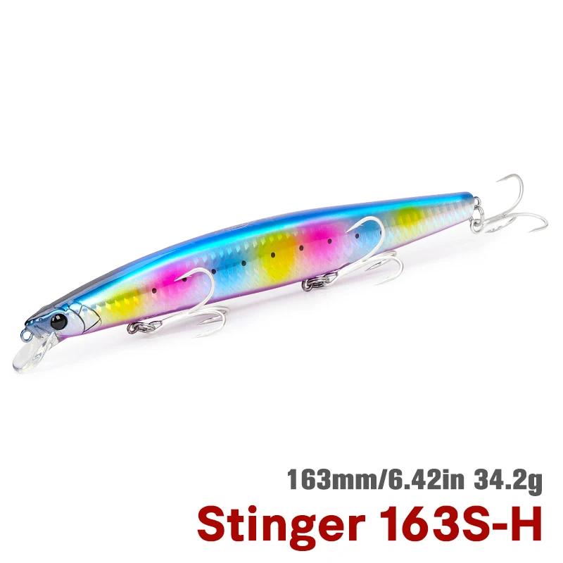 TSURINOYA STINGER 163S Inshore Fishing Sinking Minnow Lure 163mm 34.2g Ocean Beach Fishing Hard Bait For Seabass Flounder Picua: black