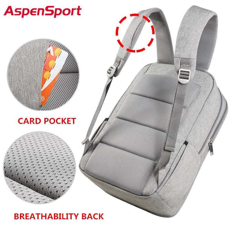 Aspensport Bedrijf Rugzakken Voor Mannen Schooltassen Mannelijke Laptop Fit 15.6-17 Inch Notebook Computer Reizen Voor Jongen School tassen Grijs