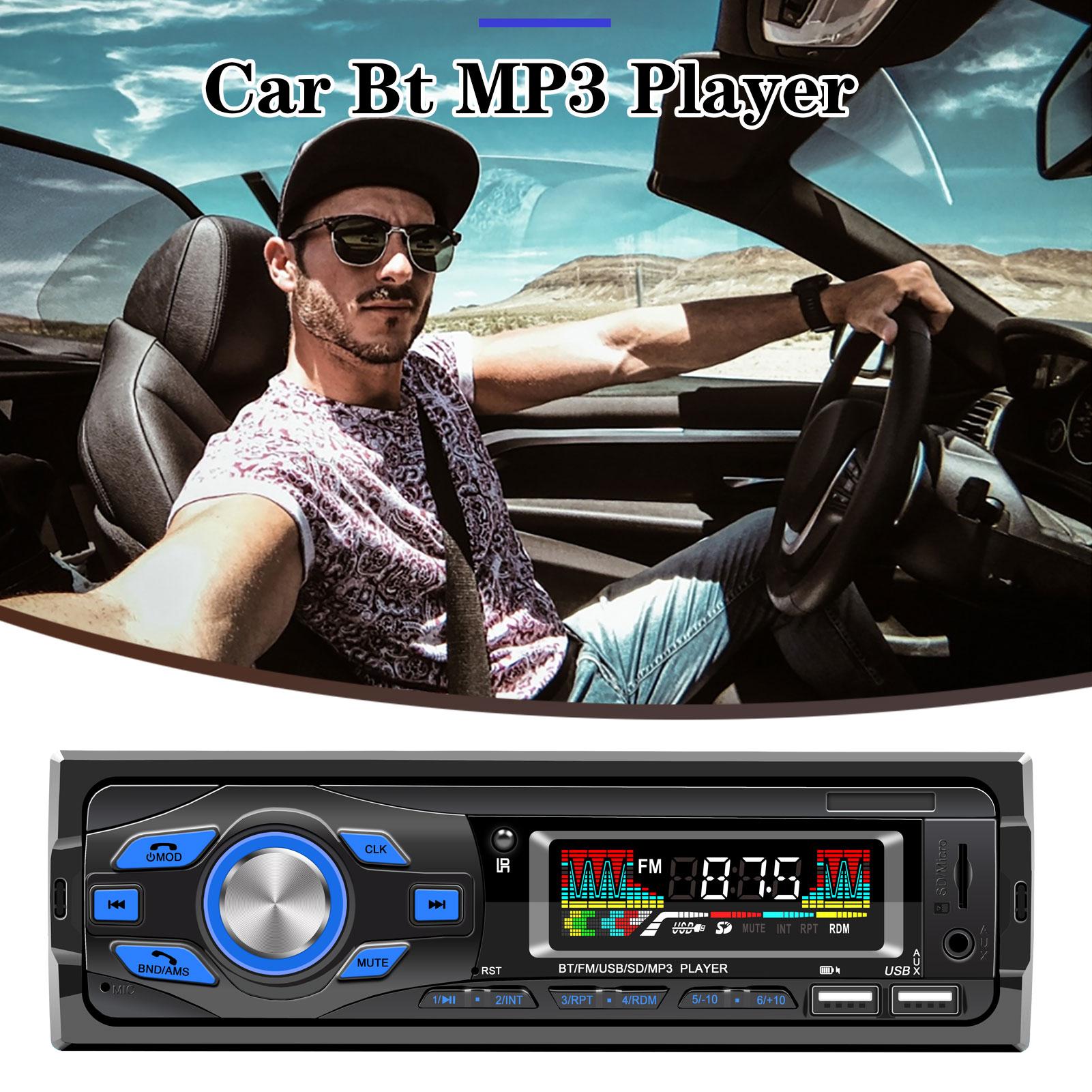 12v 1 in-din-bluetooth-autoradio mit  mp3 -fach-player, freisprecheinrichtung, sprachsteuerung, fm-radio, mobiltelefon-sprachassistent, sd-, usb- und aux-anschluss