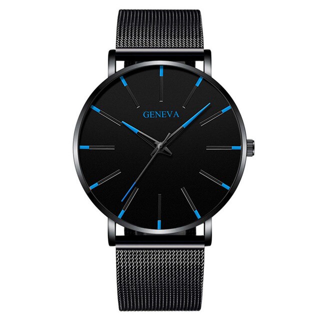 Geneva 1 luxe dameshorloge, eenvoudig, ultradun zwart roestvrijstalen mesh horloge, dameshorloge, zakelijk en casual, quartzhorloge: Cc