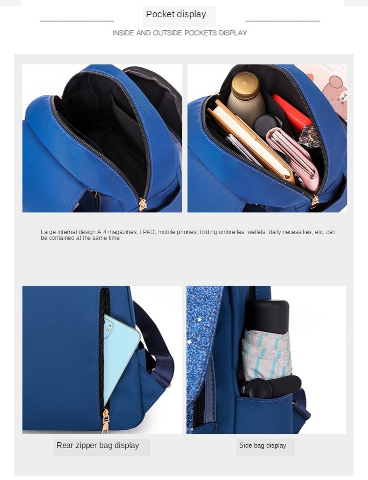Pailletten Rucksack Frauen Mädchen Schule Rucksack Teenager Mädchen Vielseitig Große Kapazität Tasche Mochila Feminina