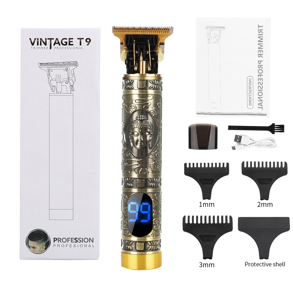 Usb Oplaadbare Tondeuse Lcd Display Tondeuse Kapper Haar Snijmachine Baard Trimmer Voor Mannen Kapsel Styling Tool: LCD Buddha With Box