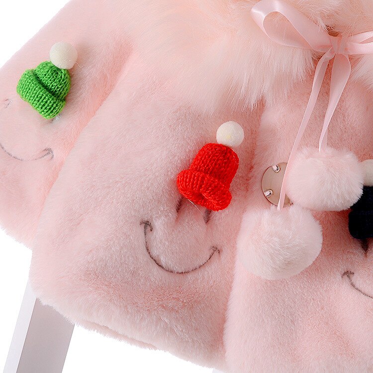 Inverno neonate moda soffice scialle imitazione pelliccia orecchie di coniglio ragazze cappotto di cotone spesso cappotto di abbigliamento per bambini in Cashmere caldo