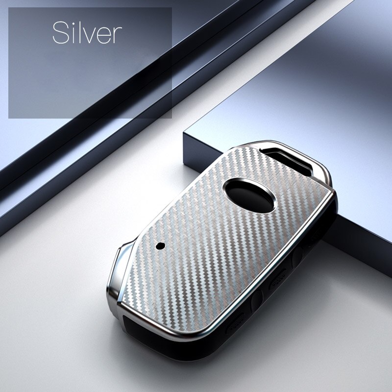 Tpu kolfiber stil bilnyckelskydd skyddsfodral för kia sportage ceed sorento cerato forte tillbehör: E-silver