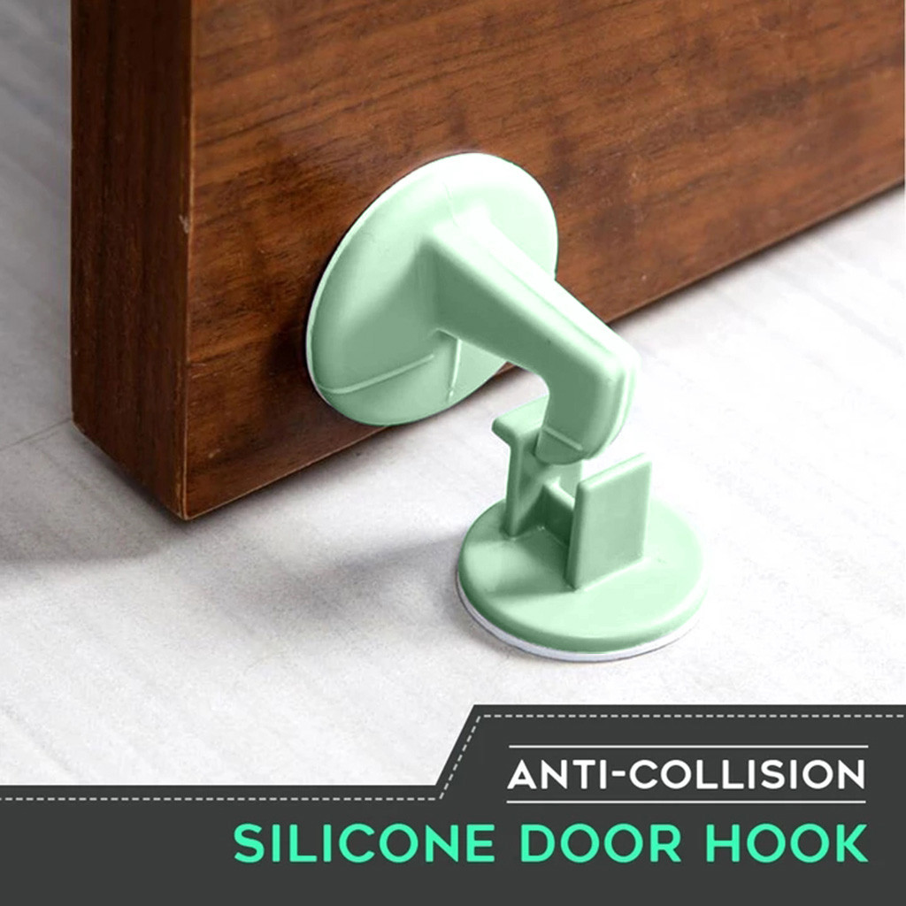 Serrure de porte de protection en Silicone 2 pièces | Avec poignée à crochet, protection Anti-Collision, autocollants de butoir de protection: GN