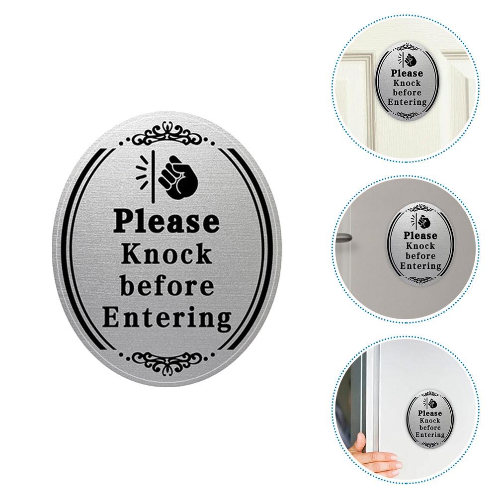 Vennligst bank før du går inn dørskilt klistremerke vanntett sterk selvklebende dekorativ plate for vegger dører vinduer innganger