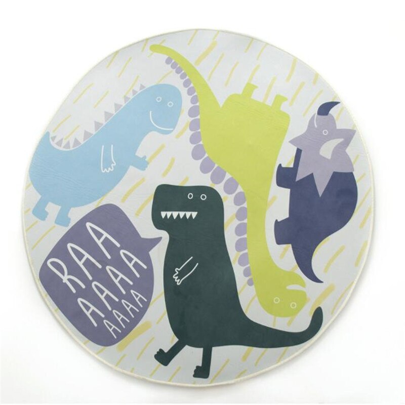 Barneteppe rundt babykrypende lekematte diameter 120cm dinosaurkanin barnetepper mykt gulv sklisikre tepper til barnehagen: Dinosaur