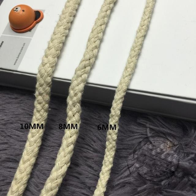 6 Mm/8MM10MM, wit/Zwart/Beige 100% Katoenen Touw Decoratieve Trekkoord Touw Gebonden Cord Voor Diy Handgemaakte Tas Project Accessoires
