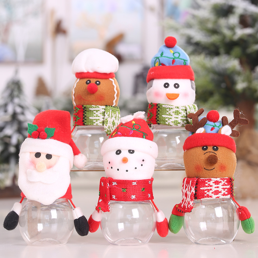 1Pc Santa Claus Snowman Candy Jar Empty Chocolate Cookie Candy Box Storage Bottle DIY Year Christmas Party Kids Navidad