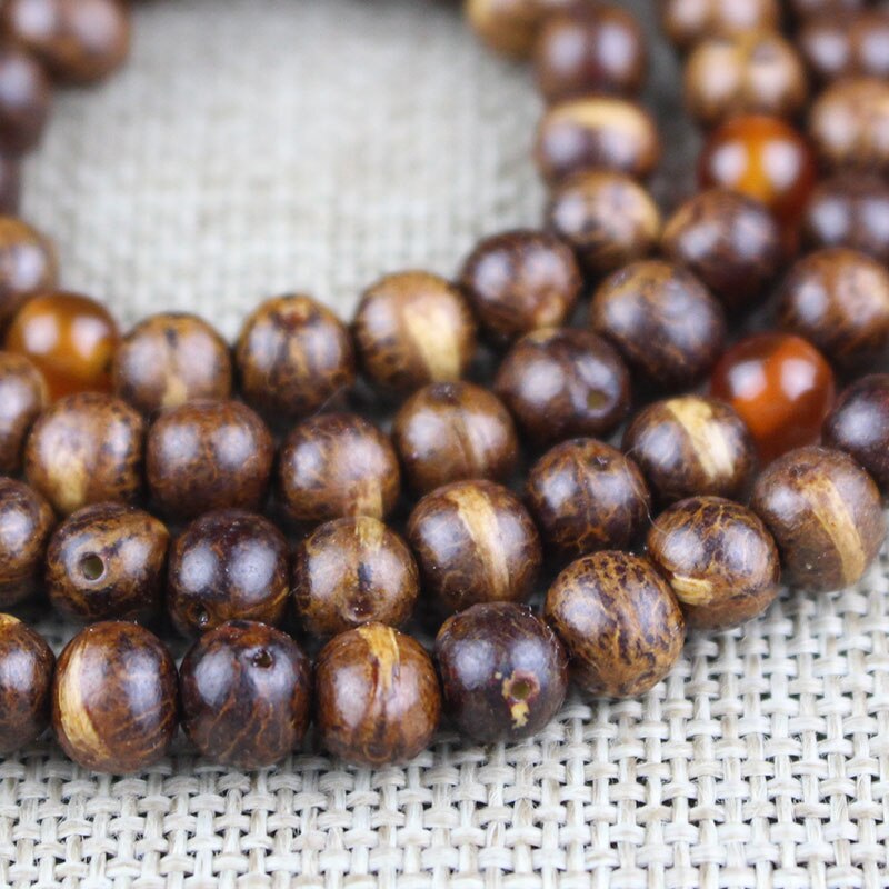 7mm Tibetaans Boeddhisme 108 Kleine Houten-vis Bodhi Zaden Mala Ketting