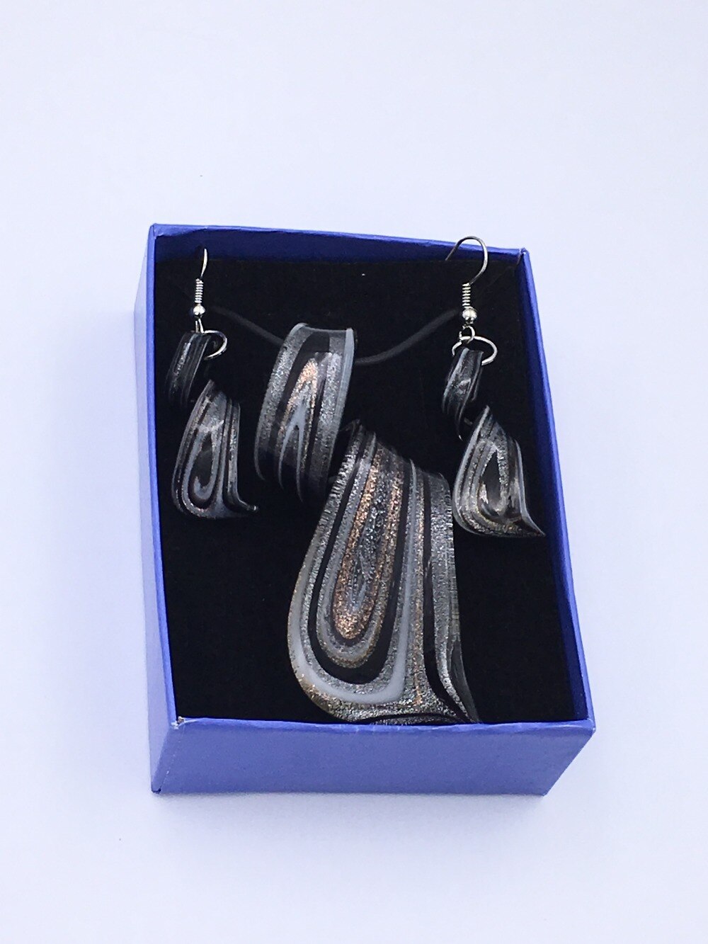 1 Kit Jogos/lote Preto Lampwork Murano Glass Bead Pingente Brincos MODA