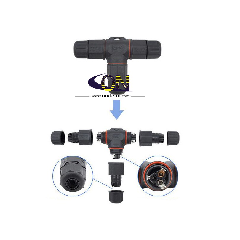 Waterproof Electrical Cable Wire 3-pin Connector IP67 for Outdoor Using L20 HT230 for Underground Inground Spotlight