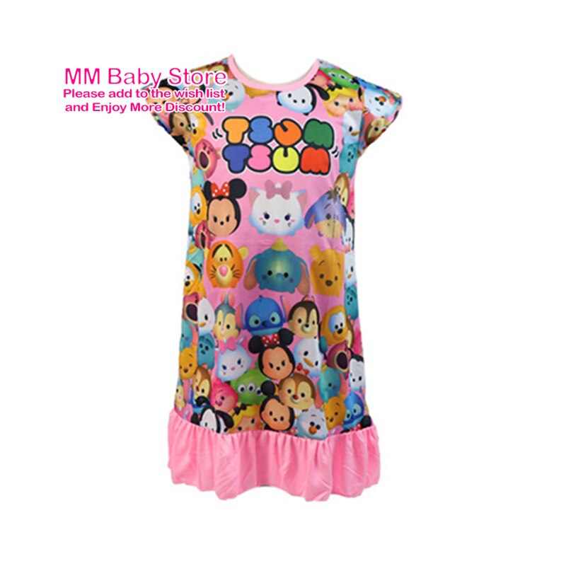 Kids Meisjes Nachthemd Zomer Cartoon Print Korte Mouw Nachtjapon Kinderen Casual Nachtkleding Gewaad 3-9Years
