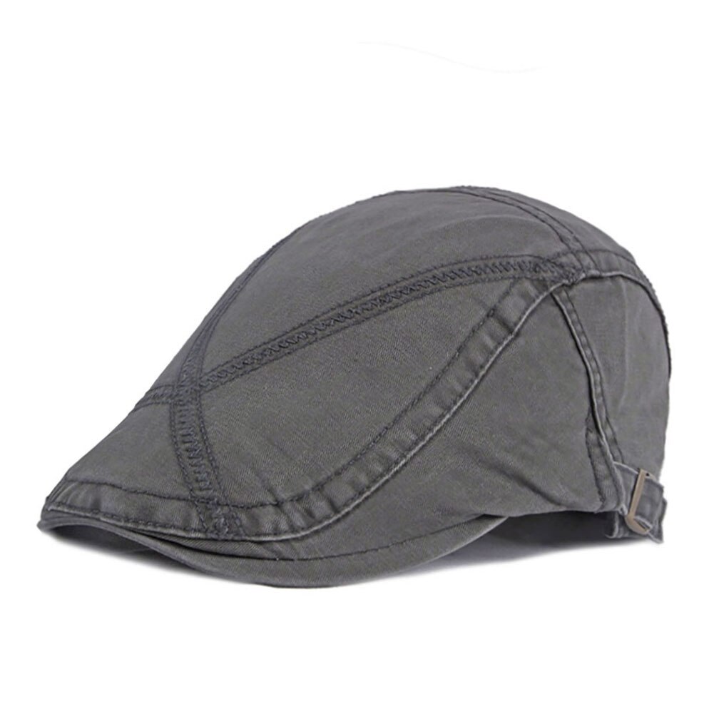Gorro informal a rayas para hombre, boina de algodón, primavera, verano y otoño: Grey