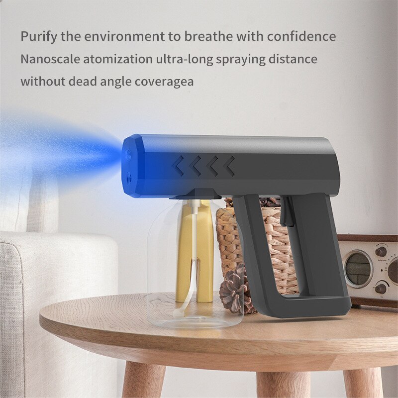 Desinfektionsmittel Nebel Pistole Blau Licht Drahtlose Nano Dampf Zerstäuber Fogger Desinfektion Haustier Wasser Spritzgerät Maschine Dampf sprühen Pistolen