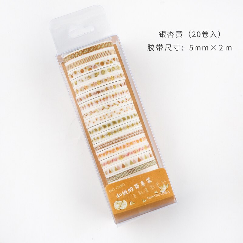 Journamm 5mm*2m*20pcs Color Tapes Janpaese Journal Delicacy Styling Bullet Journaling Adhesive Scrapbooking Deco Masking Tapes: F