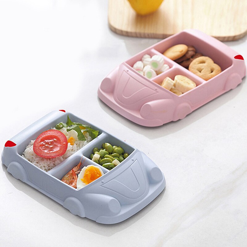 Bébé bambou Fiber plats enfants créatifs mignon Kawaii voiture forme assiette divisée enfants vaisselle enfants nourriture assiette