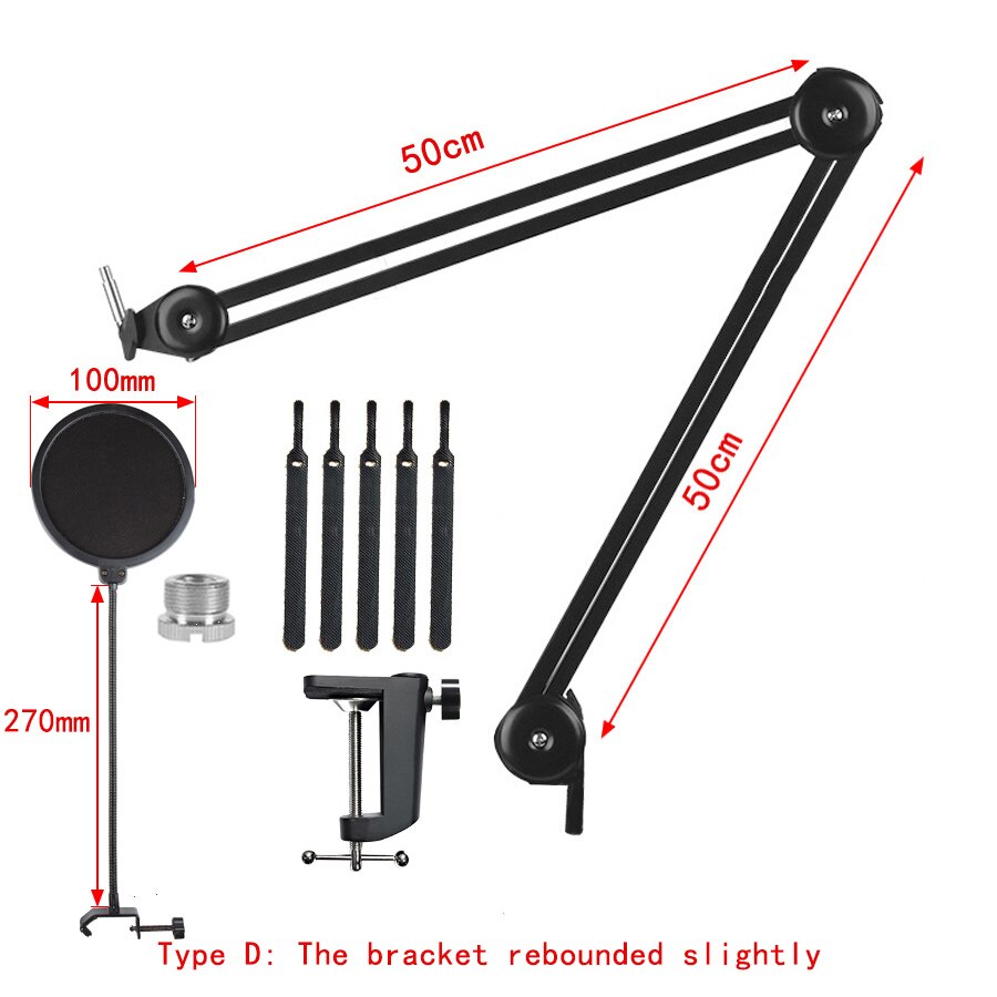 Microphone Boom Arm Stand Heavy Duty Cantilever Bracket Tripod Adjustable Suspension Scissor Spring Built-in Mic Stand: Type 2