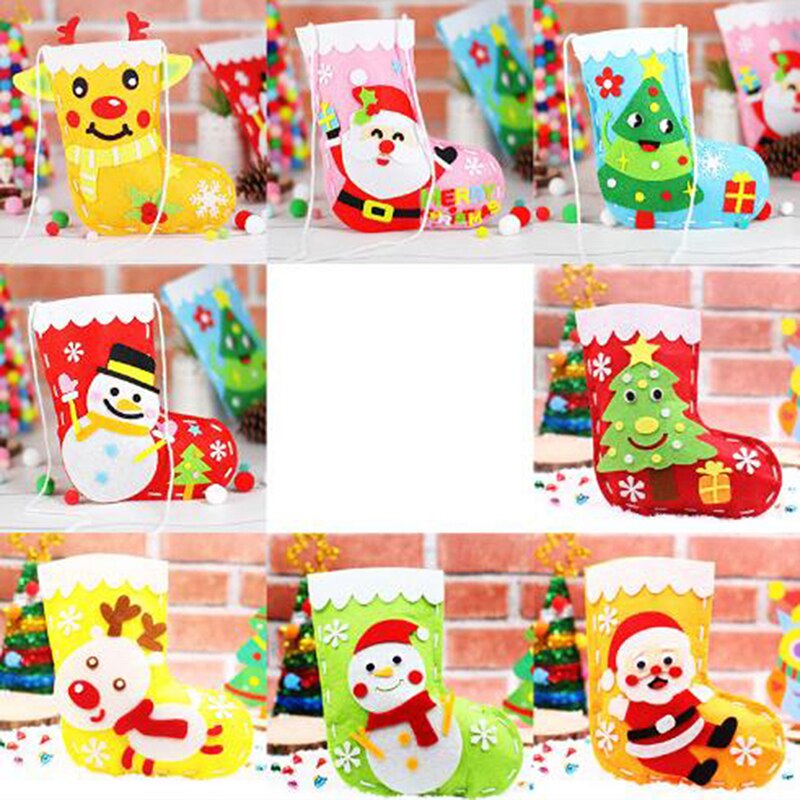 Craft Kits Kerst Sokken Naaldvilten Leuke Kerstman 'S Sokken Voelde Dieren Sokken Materiaal Pakket