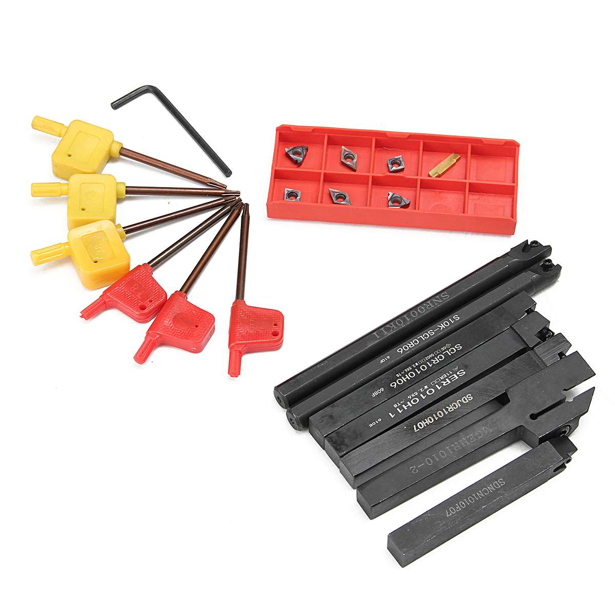 21 stks/set 10mm Gereedschaphouder Boring Bar + DCMT CCMT Carbide Insert met 7pcs Sleutels Voor Draaibank Draaien gereedschap