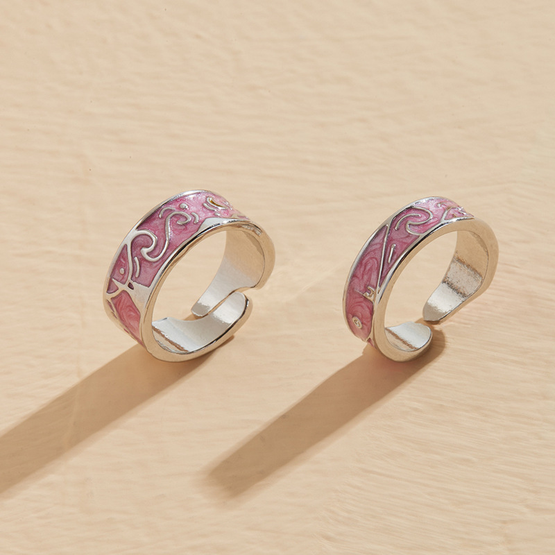 Anelli con motivo a stelle rosa di moda per donna uomo amante coppia anello set amicizia fidanzamento matrimonio aperto anello regalo gioielli