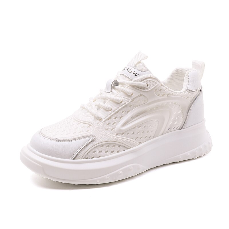 Zapatos blancos pequeños para mujer, zapatillas deportivas coreanas de malla transpirable para primavera y verano, zapatos planos de ocio coreanos, novedad de: 39