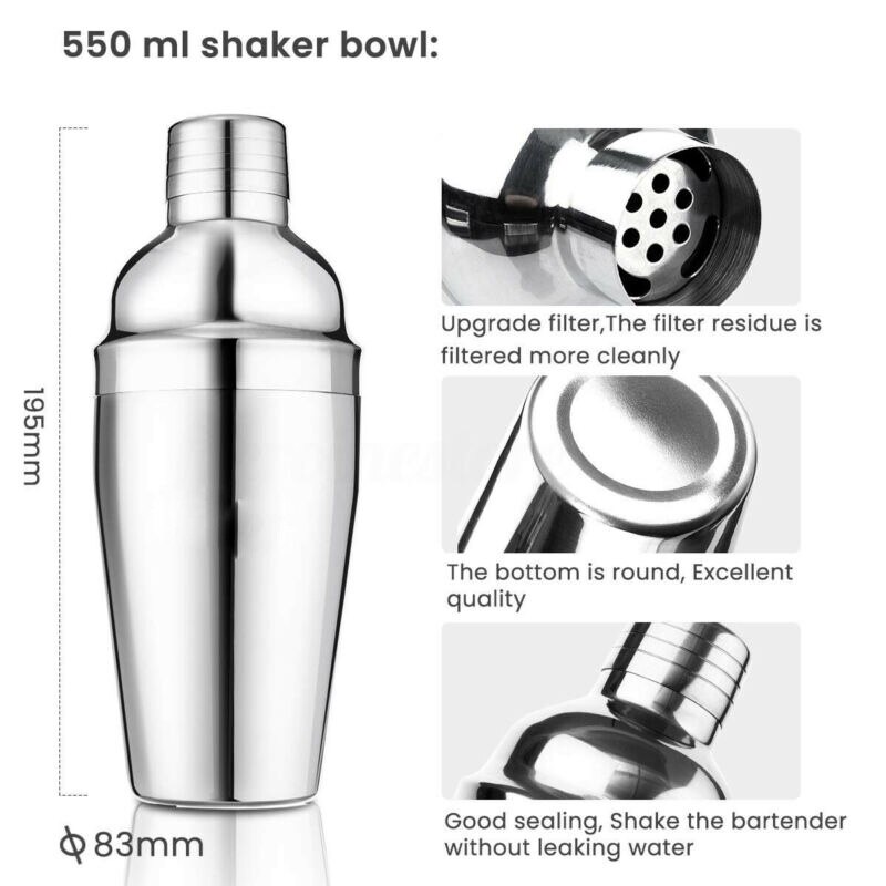 22 Stks/set Rvs Cocktail Shaker Set Drankjes Zeef Flesopener Maker Mixer Lepel Meet Cup Bar Beginner Tool Kit