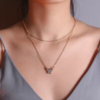 Ketting Multilayer Vlinder Stalen Schijf Gouden Hanger Ketting Voor Vrouwen Trend Vrouwelijke Sieraden Kraag: x448jin