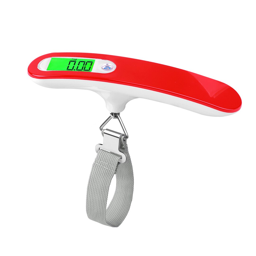 Digital bærbar kuffert rejsevægt 50kg x 10g lcd bagagevægt hængevægt balancevægt lcd: Rød farve